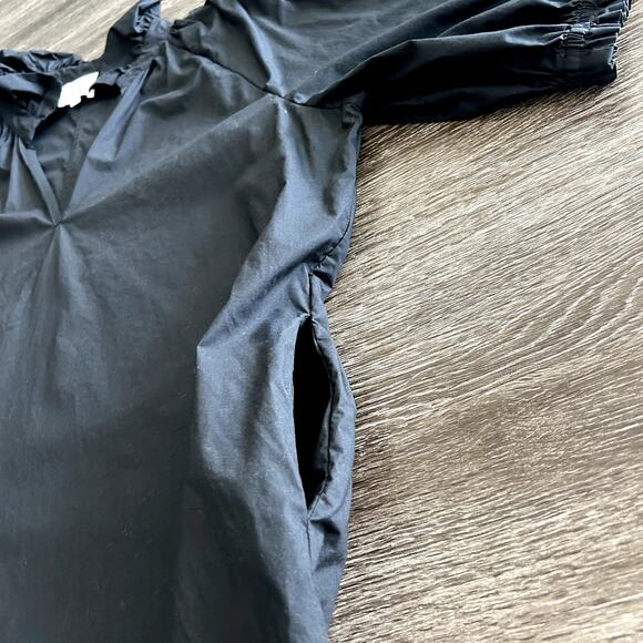 NWOT Sundays Spence Black Cotton Mini Dress Puff Sleeve V-Neck Shift Style Small - Picture 6 of 13